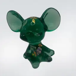 Fenton Art Glass Emerald Green Glass Mouse Figurine, 3-1/2” Tall