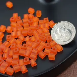 100pcs 4MM Orange Frosted Glass Cubes #CC141