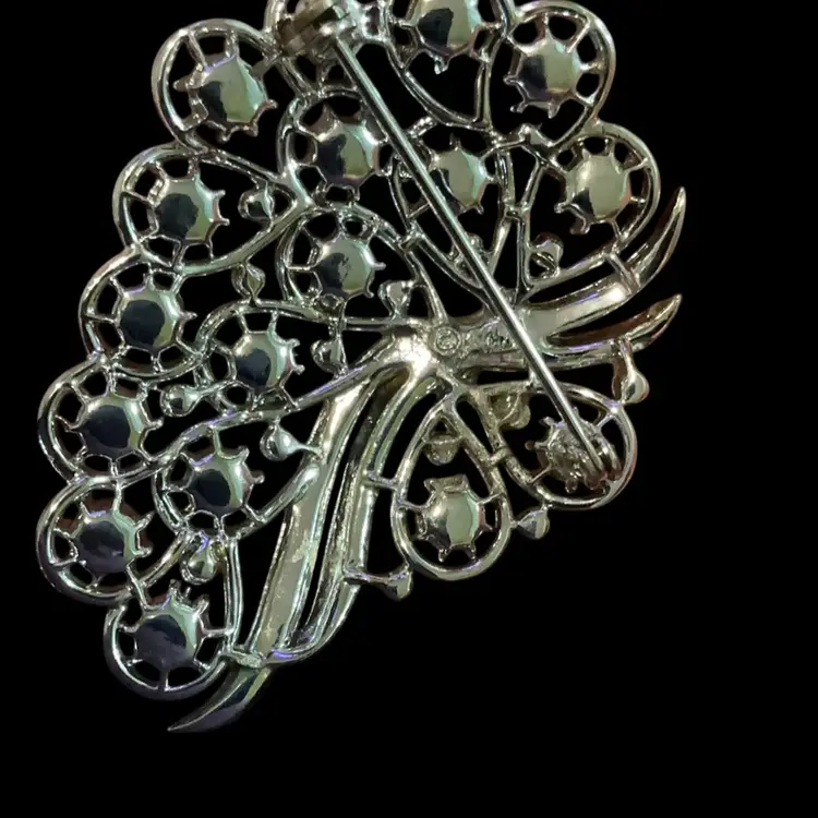 Beautiful Vintage Silvertone Coro Pegasus 1950s Aurora Borealis Glass Rhinestone Brooch. Yes Breath Taking Piece!!!