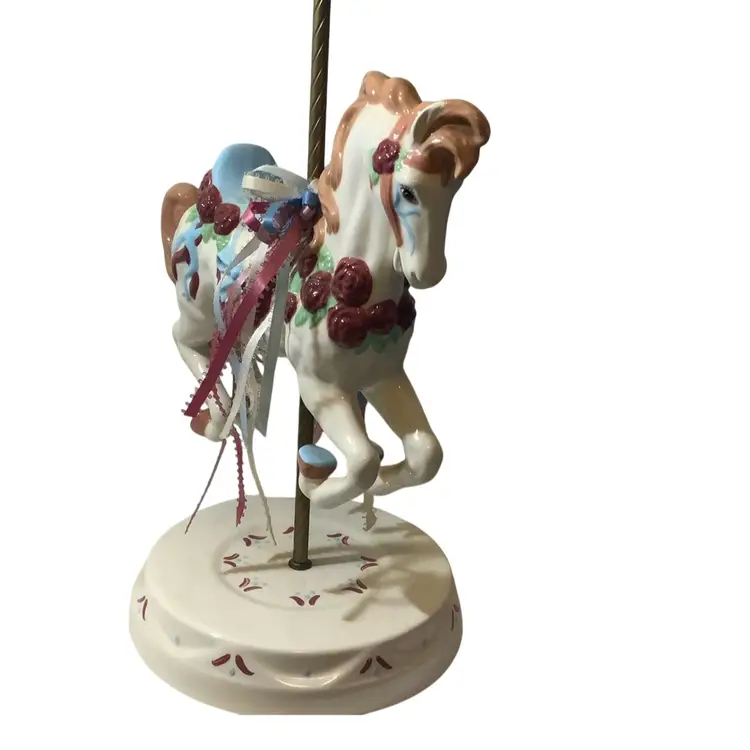 Gorgeous Vintage Carousel Horse On Metal Stand. 14” Tall Assembled.