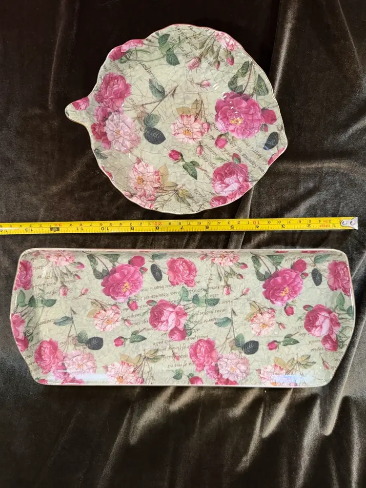 Nina Campbell Rose Serving Tray and Bowl Set / Would be beautiful as a Vanity set