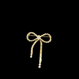 Avon Bow Brooch With Marquise Rhinestone 1 1/2” Wide