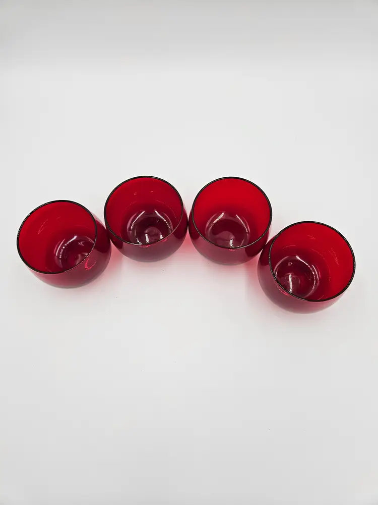 # TR23 Anchor Hocking Ruby Roly Poly 5.5 Ounce Glasses Set of 4