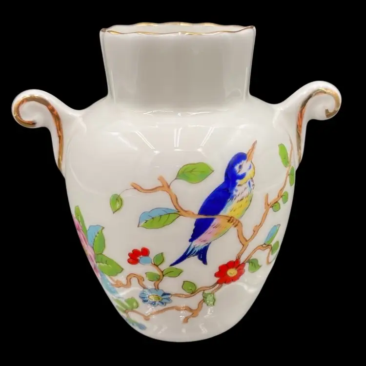 Vintage Aynsley (England) Bone China Beatrice Vase, Pembroke Pattern, Gold Trim