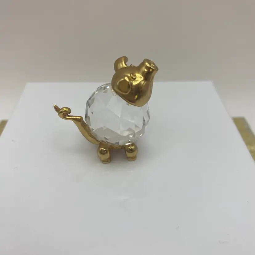 Swarovski Crystal Vintage Trimlite Small Pig Crystal & Gold Tone Figurine