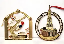 1998 South Carolina Ornament Of Hope/Charleston St. Philips Church Gold Ornaments
