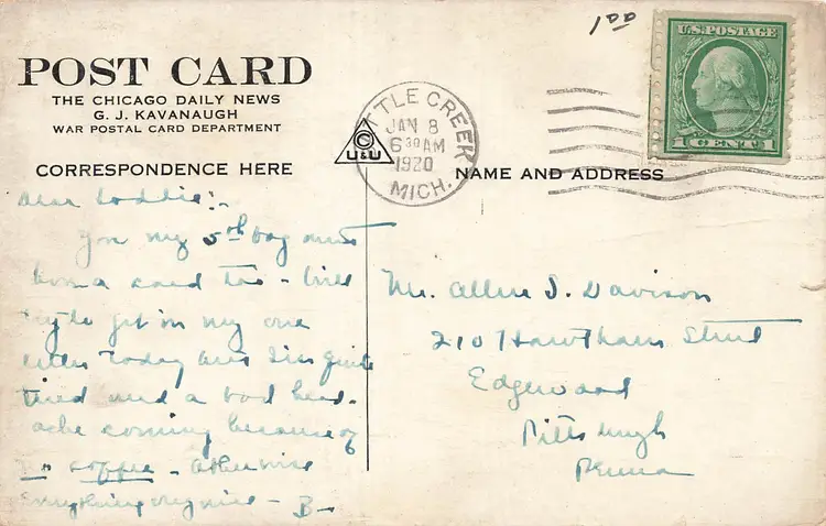 AMERICAN WW1 HEAVY. ARTILLERY MOVING INTO ACTION IN FRANCE~1920 POSTCARD