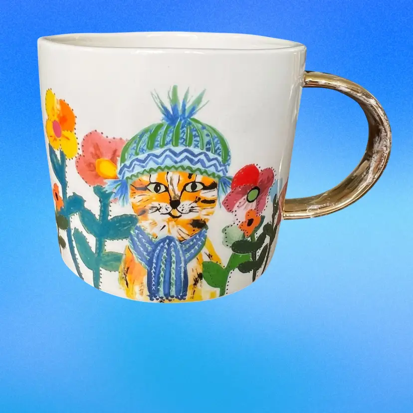 Anthropologie Cat Coffee Mug