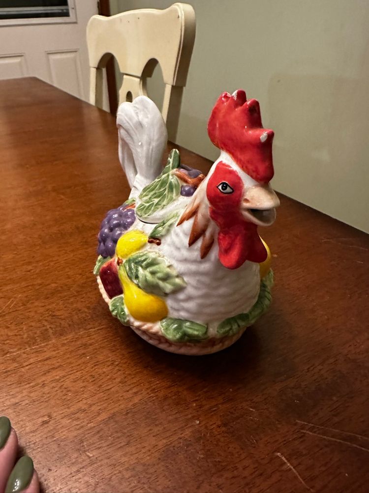 Vintage Chicken or Rooster Teapot Server