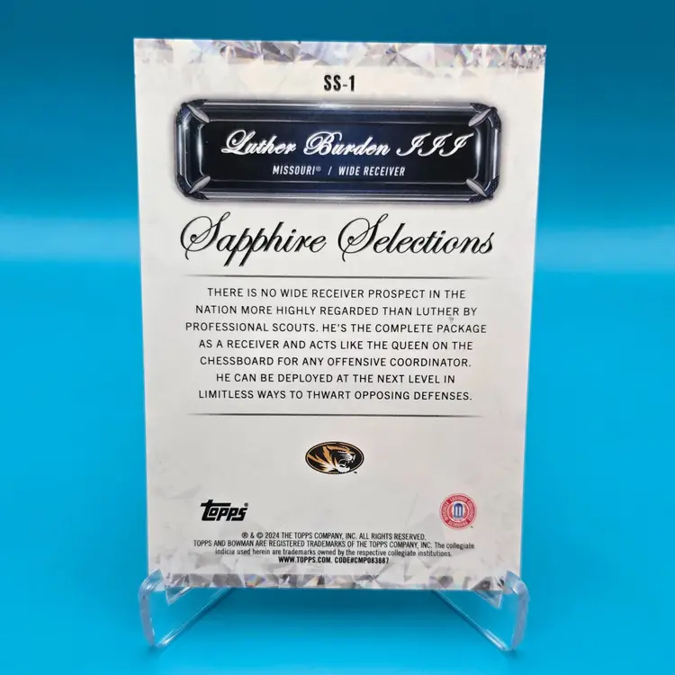 Luther Burden III 2024 Bowman U Chrome Sapphire Selections Orange 1/25 Bookend 1st In Print Run SSP Missouri