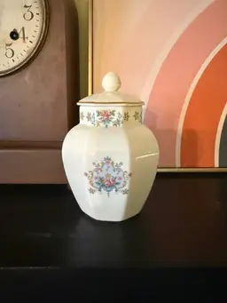 Vintage Royal Doulton Juliet Ginger Jar: English Bone China Floral Lidded Jar