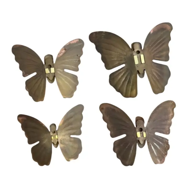 Set Of 4 Vintage Brutalist Metal Hangable Butterflies