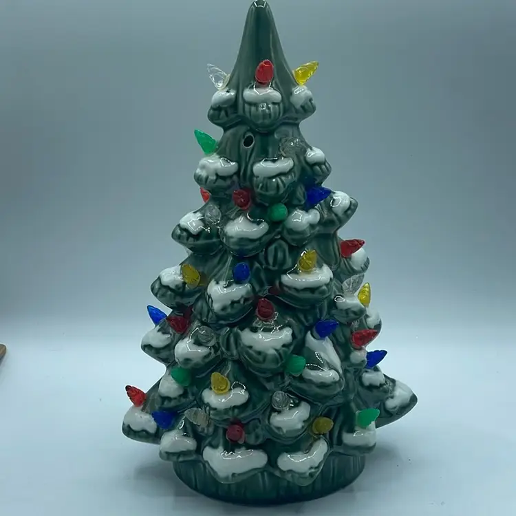 Christmas Tree Battery Operated 12” Missing 4 Plastic Lights