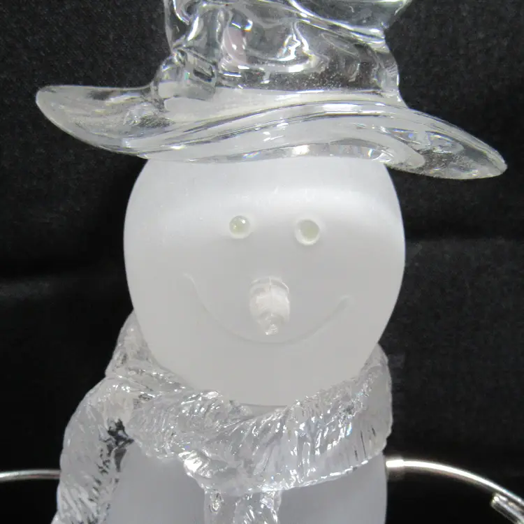 9" Frosted Glass Snowman w/ Metal Magnetic Arms Tabletop Decor