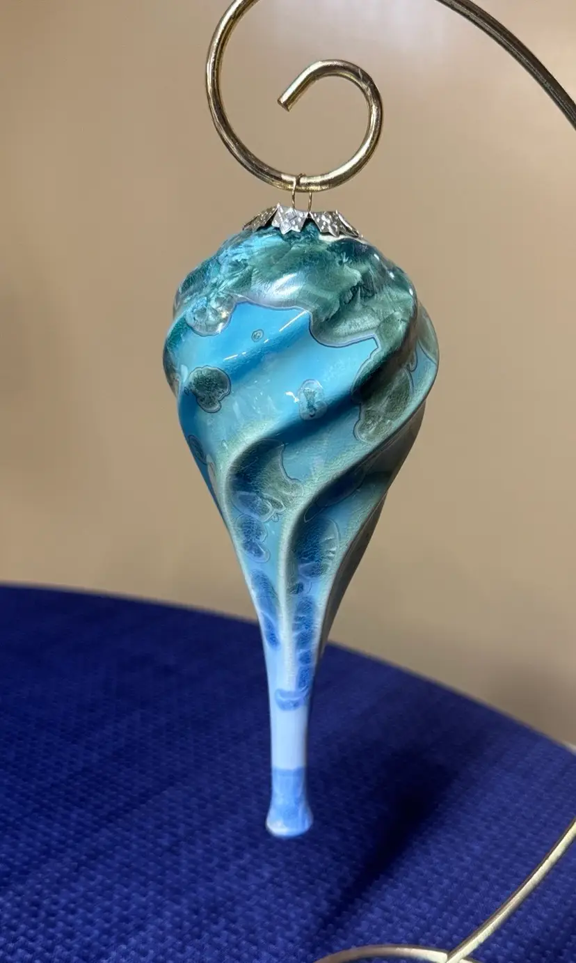 Bill Campbell pottery crystalline christmas ornament 7” long
