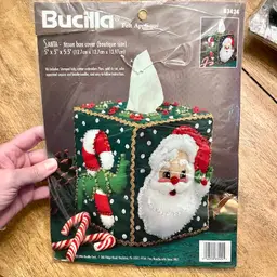 Bucilla® Santa Christmas Tissue Box Cover Felt & Sequin Kit 83424