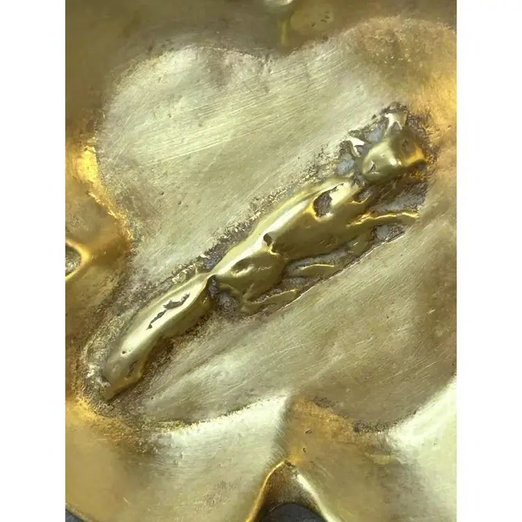 Vintage Virginia Metalcrafters Solid Brass Fox Trinket Tray Ashtray Catchall