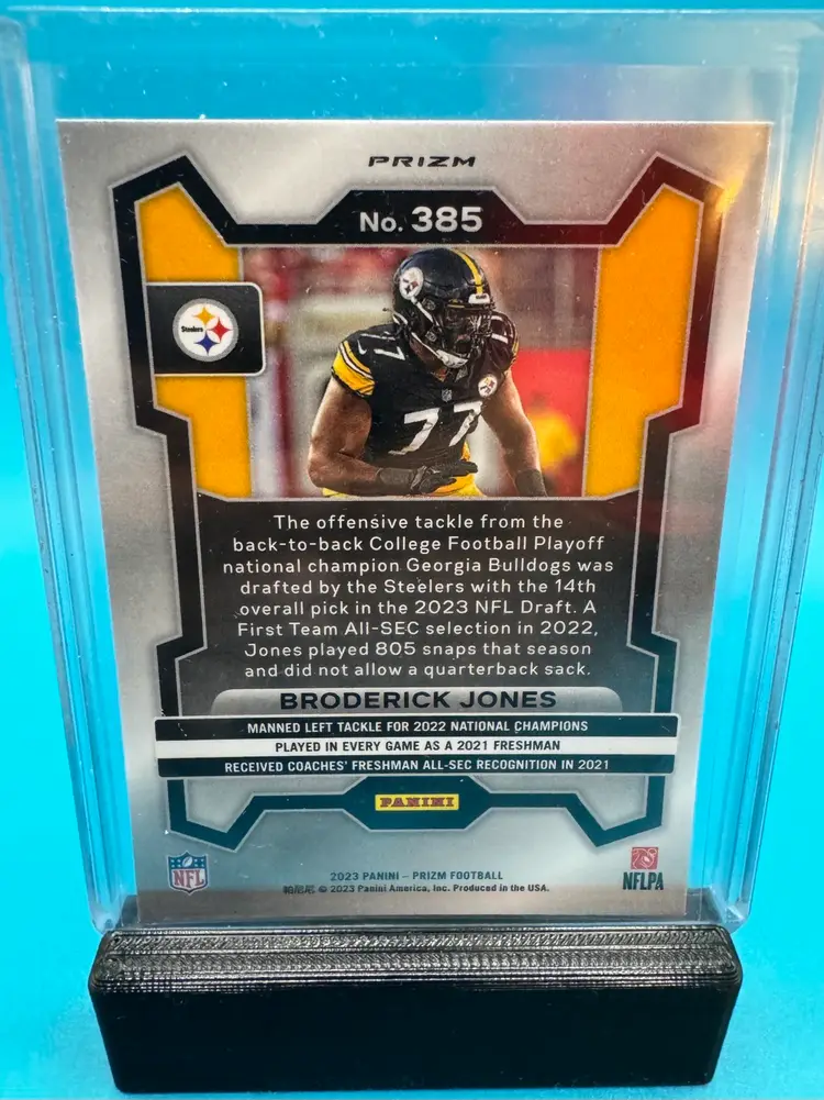 Broderick Jones Orange Disco Prizm RC Pittsburgh Steelers