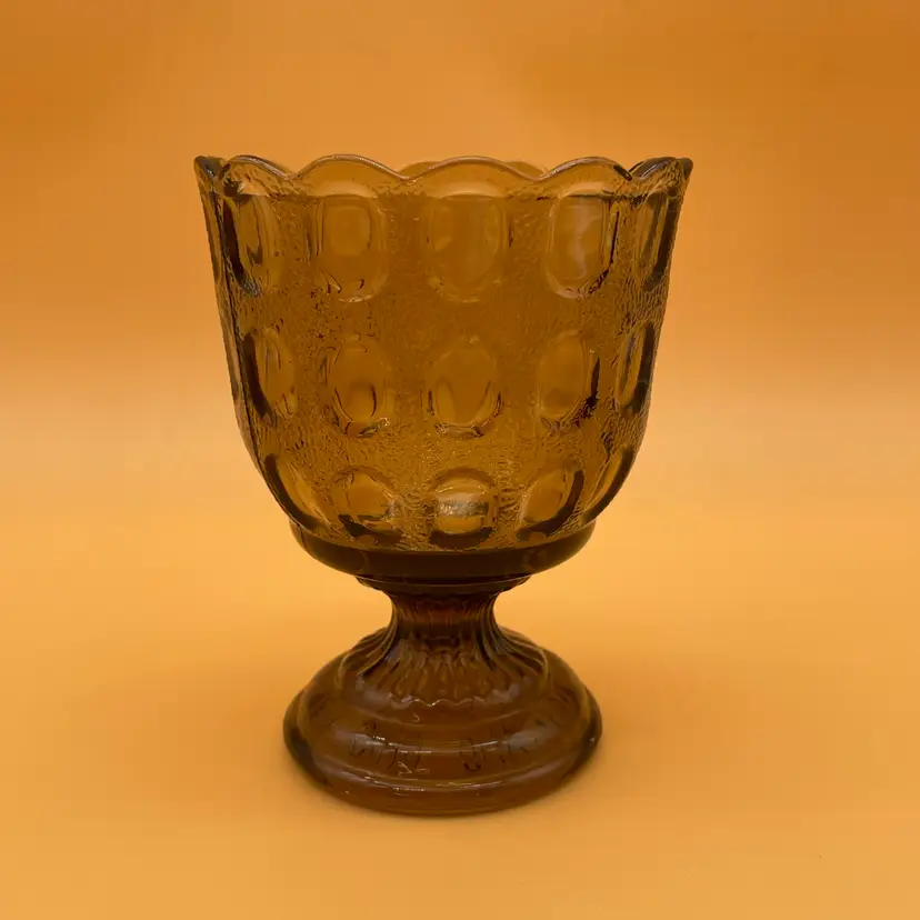 Vintage E.O. Brody Company Smokey Brown Glass Pedestal Compote