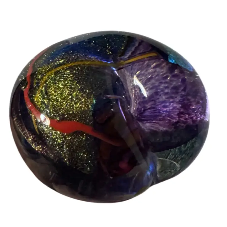 Heart Shape Glass Paperweight, Maslach? Glass Eye? 3 1/4" x 2" Puffy Heart. Excellent condition