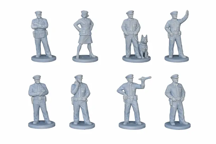 42mm Police Figures Set Model Railroad Officers Resin 8pc Set 3D Prints