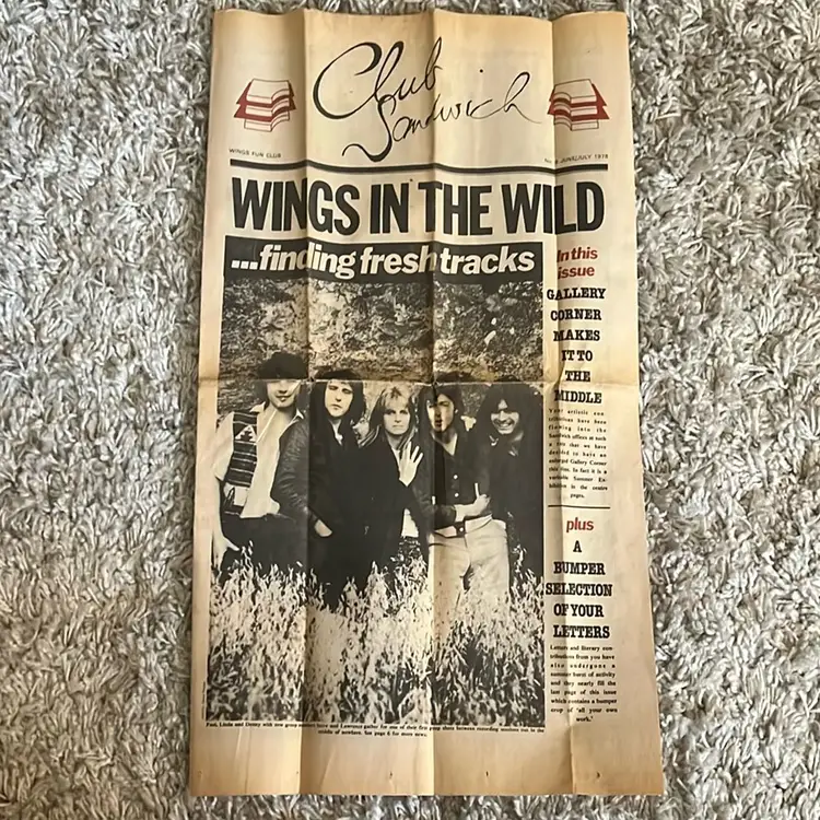 Club Sandwich Wings In The Wild Wings Fan Club Number Nine, June July 1978 Edition