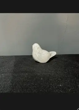 Vintage White Swirl Art Glass Bird Figurine – Handcrafted Scandinavian Style