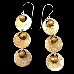 G.A. Sterling Dangle Earrings With Pearls