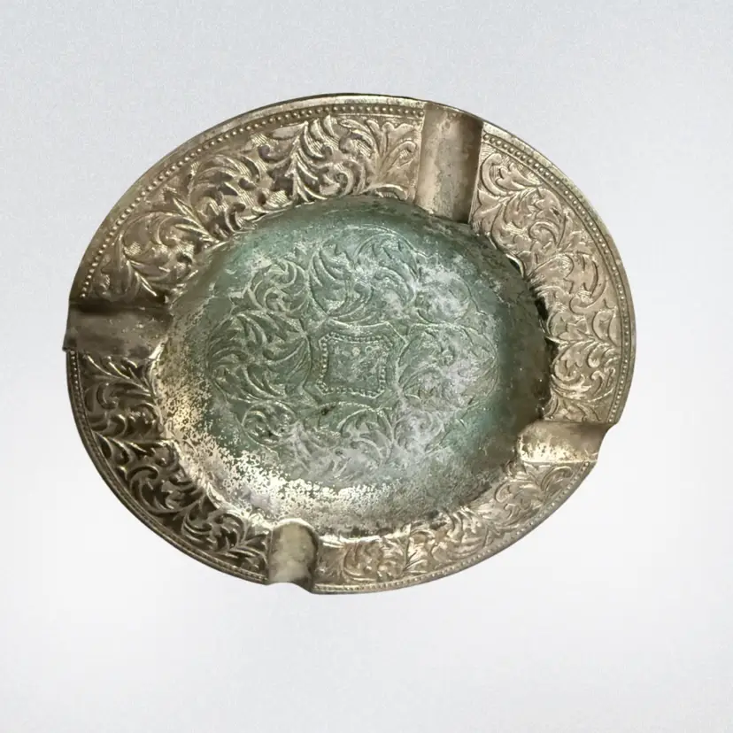 Western Style Silver Ashtray Or Trinket Dish