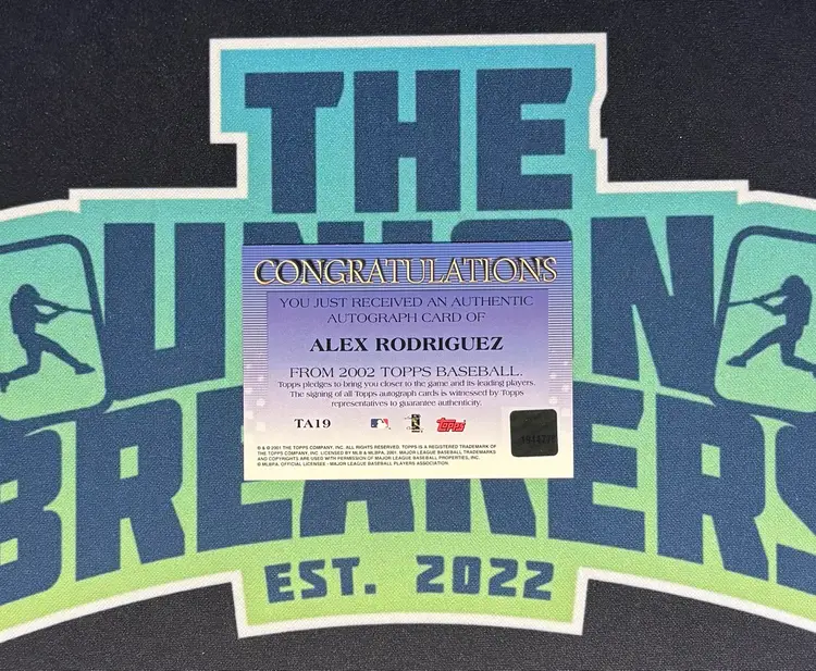 2002 Topps Alex Rodriguez On Card Autograph TA19 Texas Rangers