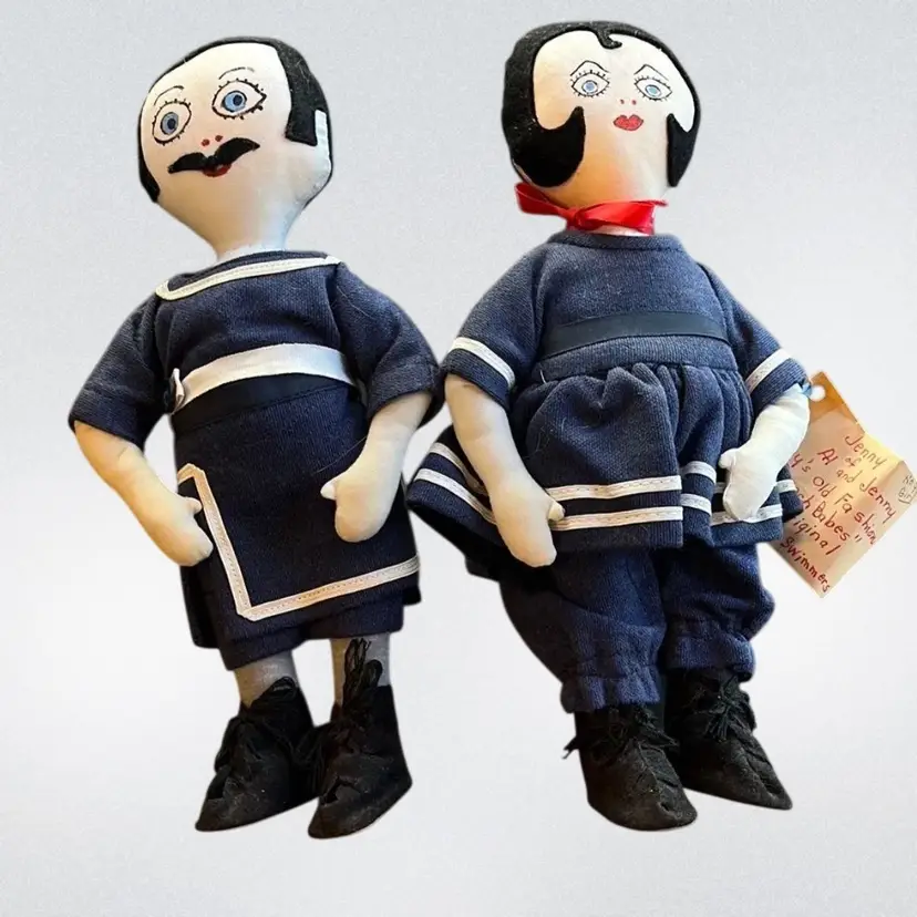 Vintage Artisan Made Al And Jenny Cloth Dolls