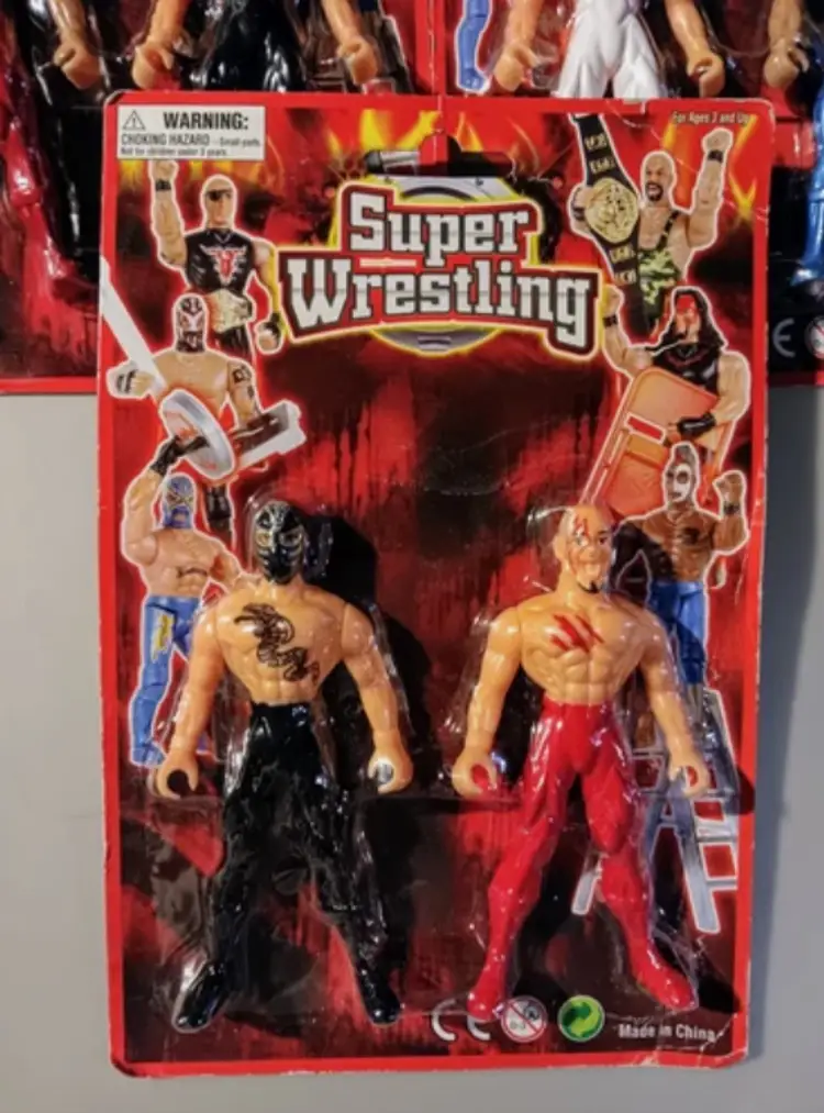 Lot of 6 JPW Super Wrestling Bootleg Wrestling Figures, includes 3 packs of 2