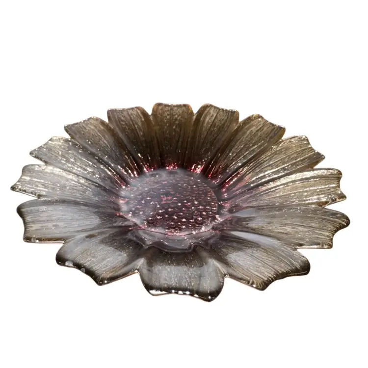 6” Glass Flower Trinket Dish