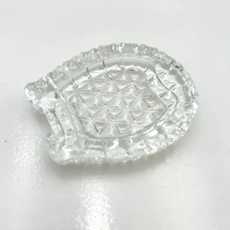 Clear Pressed Glass Czechoslovakian Vintage Spoon Rest Or Salt Cellar Set