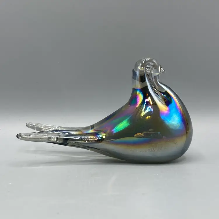 Iridescent Art Glass Bird Paperweight