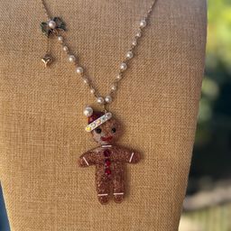 Betsey Johnson Gingerbread Man Necklace