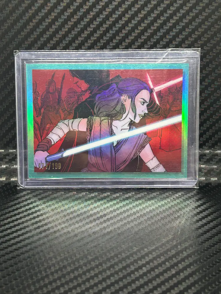 2023 Topps Star Wars Galaxy Chrome Rey The Women of Star Wars Galaxy Poster Art Refractor /199