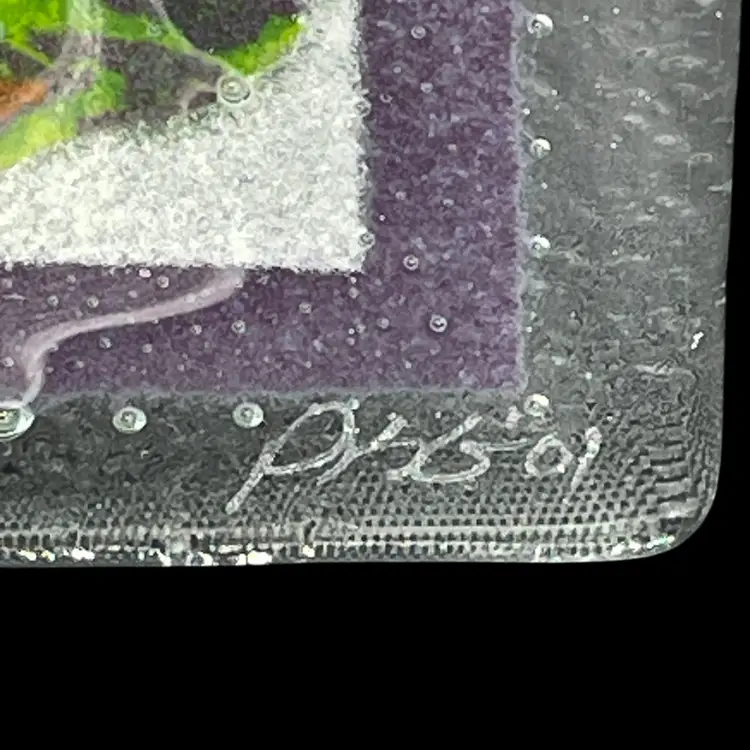 Peggy Karr Glass 2001 Gourmet Garden 14” Rectangular Fused Glass Plate