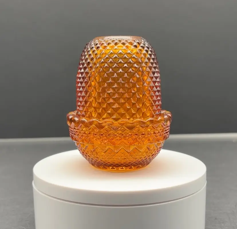 Mosser Amber Glass Glimmer Courting Fairy Lamp 4"