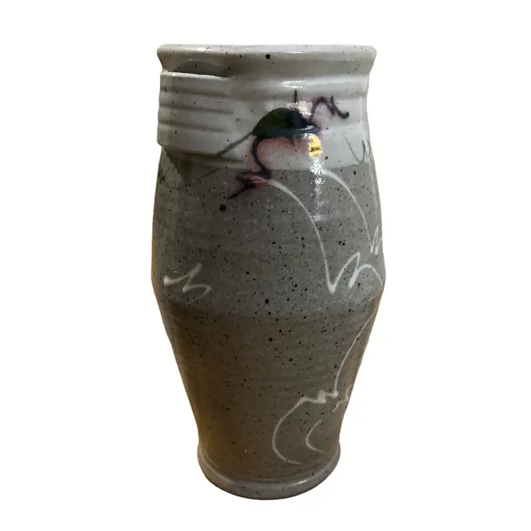 Hand-Thrown & Hand-Painted Pottery Vase - Grey