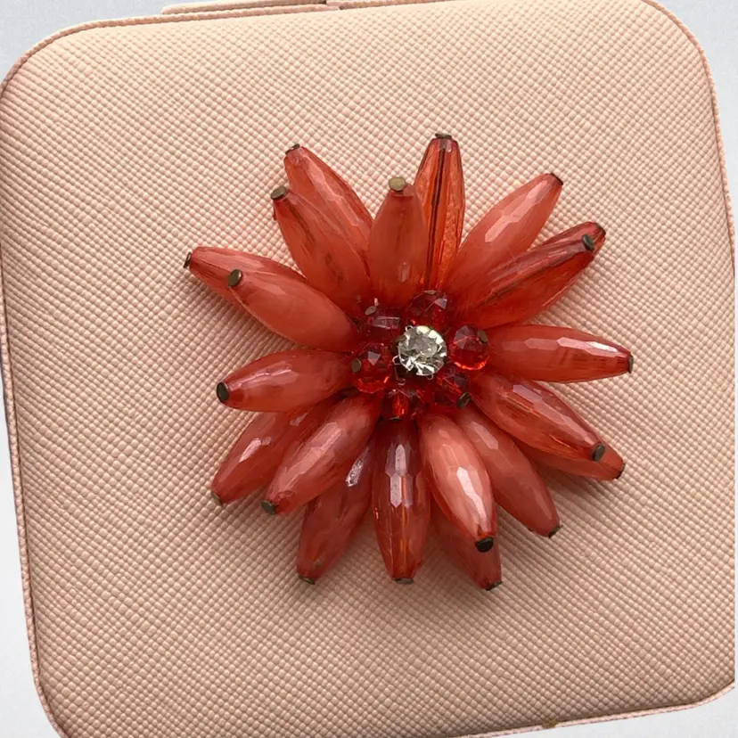 Phoenix Bloom Hand-Embellished Travel Jewelry Case – Upcycled Vintage Jewelry Floral Design – Pink Compact Organizer