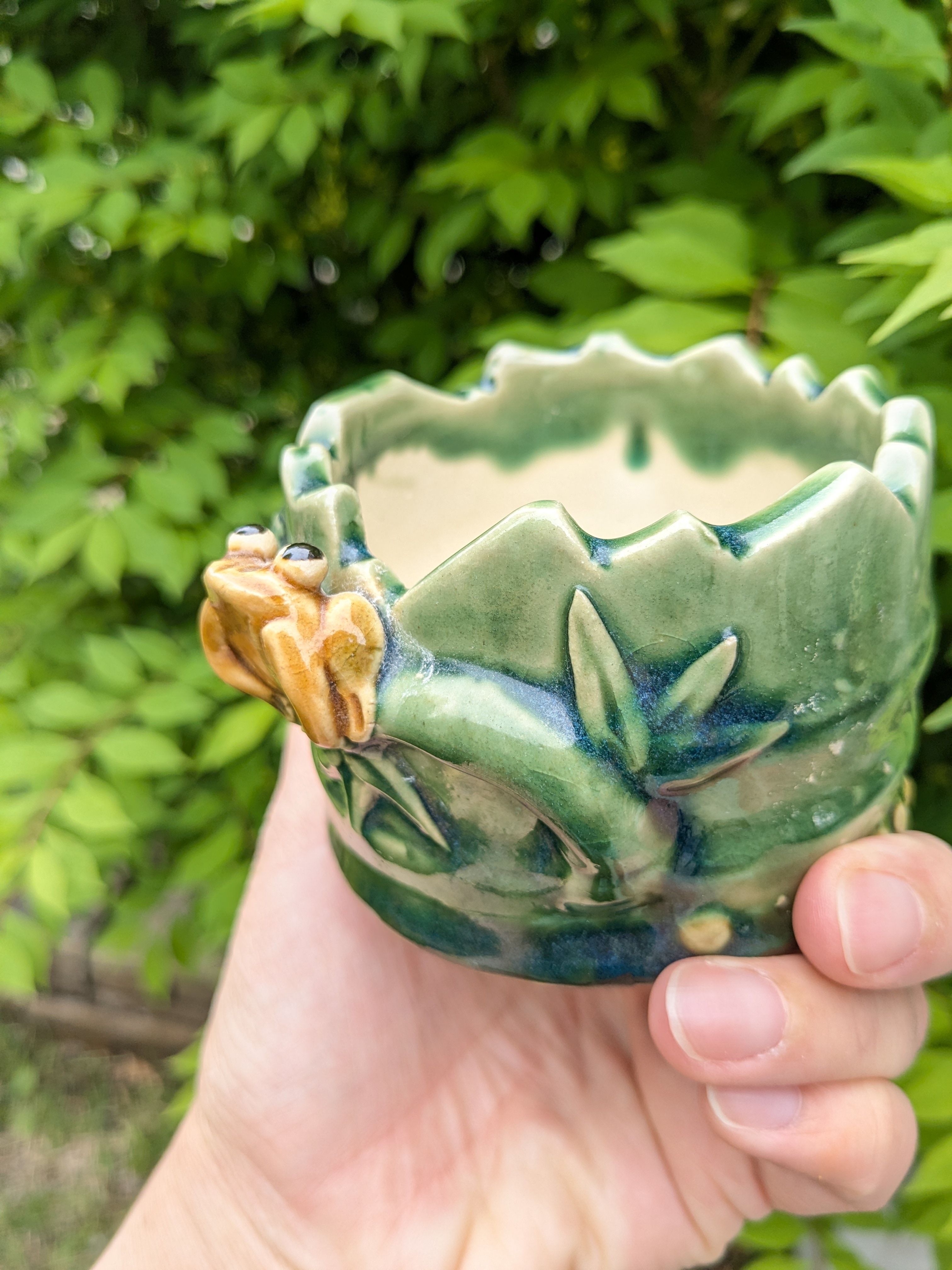 Niknax · Planter Handmade Small Ceramic Green Planter With Figural