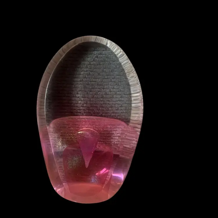 Youghiogheny Clear To Pink Iridescent Paperweight 3 X 2 X 4 3/4 Inches