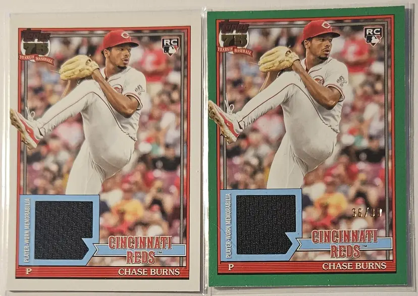 2026 Topps Series 1 1991 Relics of Chase Burns RC (base + green)