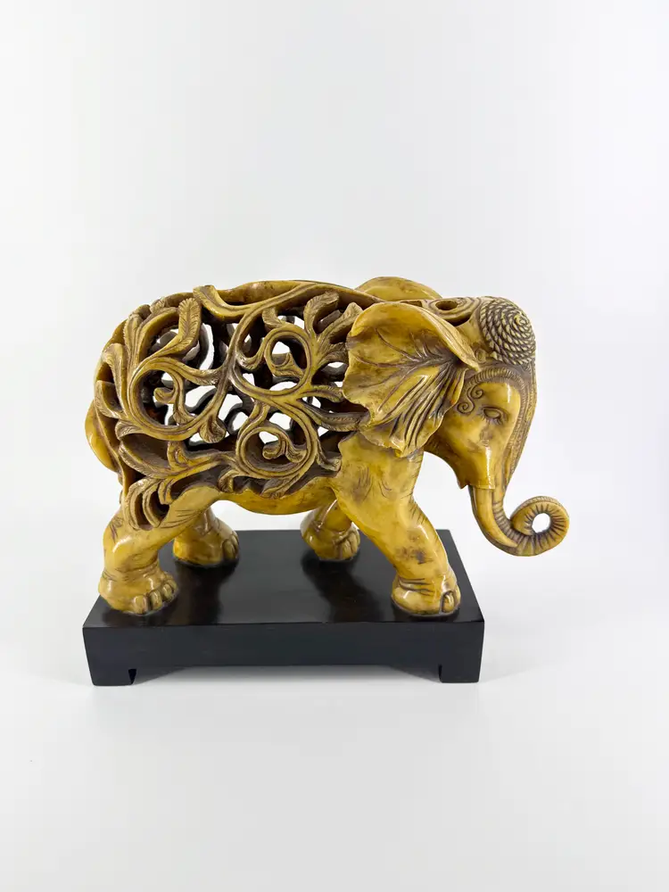 The Kinder Collection Ceylon Elephant Statue On Base By Carolyn Kinder Austin Production Resin Figurine