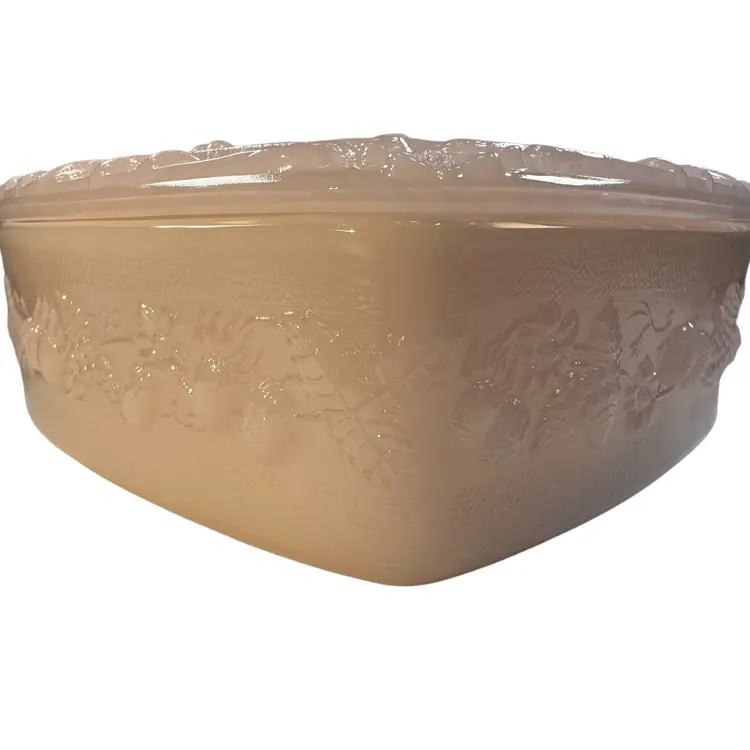 Mosser Large Heart Glass Box Crown Tuscan Pink Strawberry Jewelry Trinket New USA