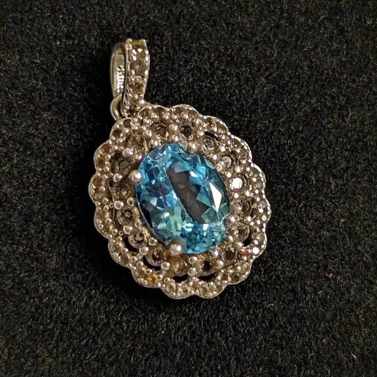 Topaz And Sapphire Pendant In 925 Silver