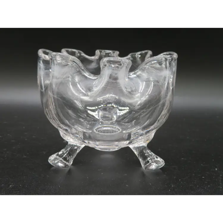 Vintage Rose Bowl Vase 3 footed Pinched Rim 4" dia