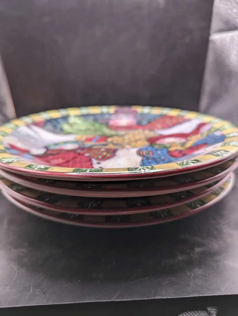 VTG Set of 4 Susan Winget Frosty Snowman Dessert Plates by Certified 8" #5477