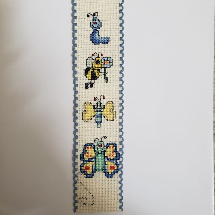 New Cross-stitched Insect themed Bookmark